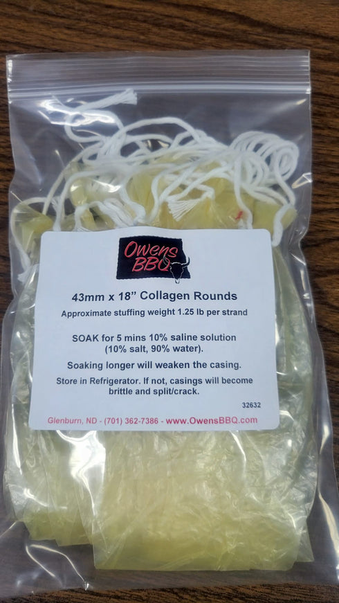 Collagen Rounds 43mm x 18" Non-edible Casings