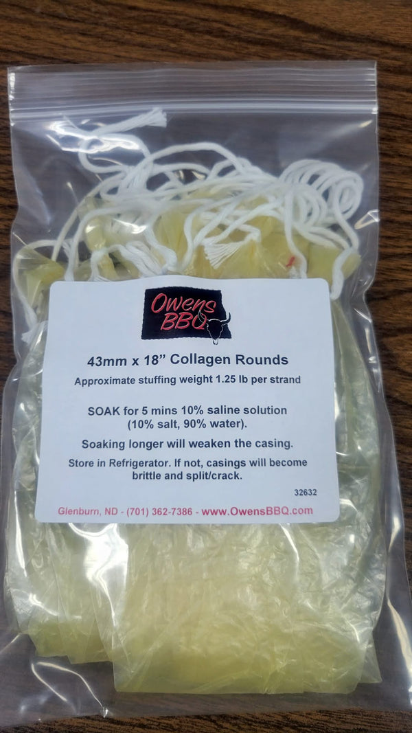 Collagen Rounds 43mm x 18" Non-edible Casings