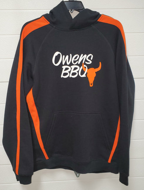 Owens BBQ logo Stripped Sleeves Hoodie