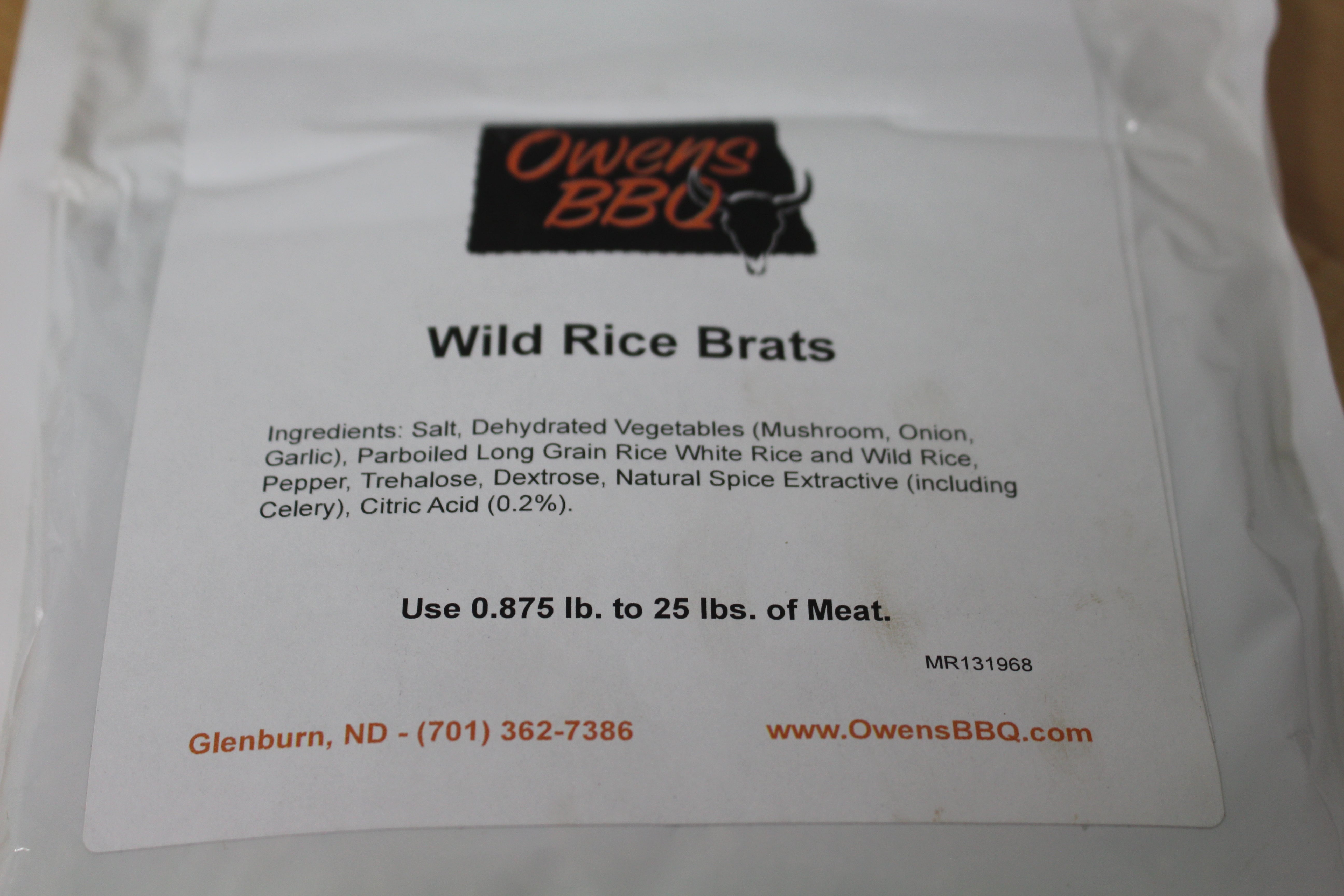 Wild Rice Bratwurst seasoning Owens BBQ