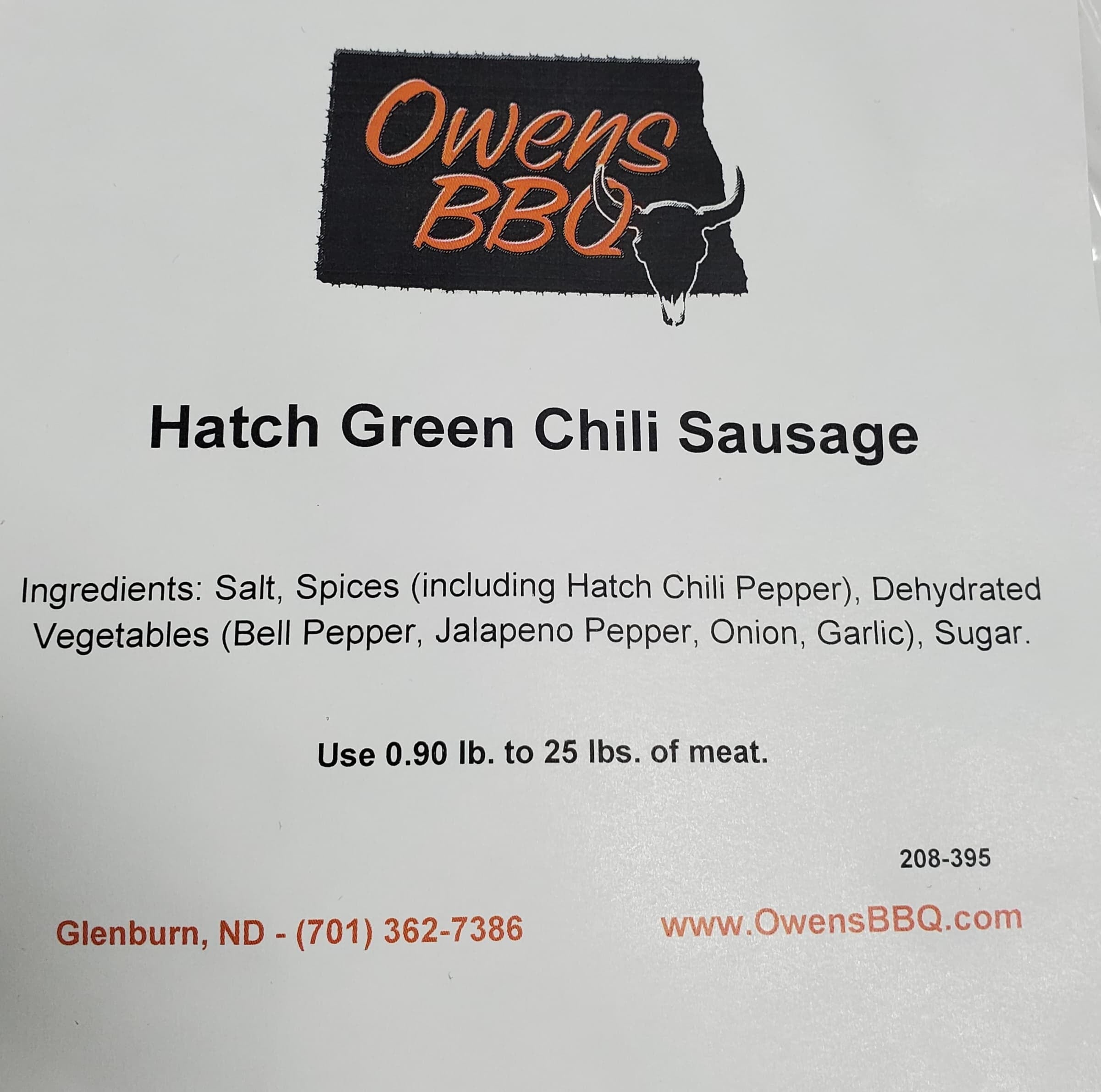 Hatch Green Chili Sausage Seasoning Owens BBQ