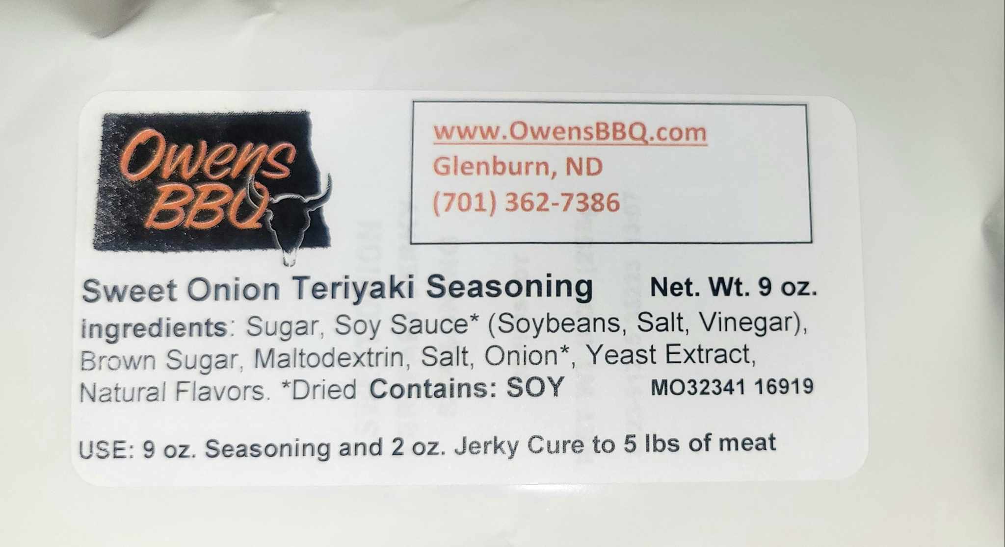 Sweet Onion Teriyaki Jerky Seasoning Owens BBQ